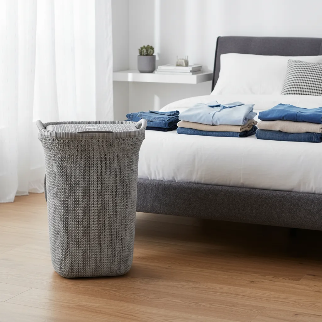 Canasto Cesto Para Ropa Plástico Premium Khipu Tapa 60 L