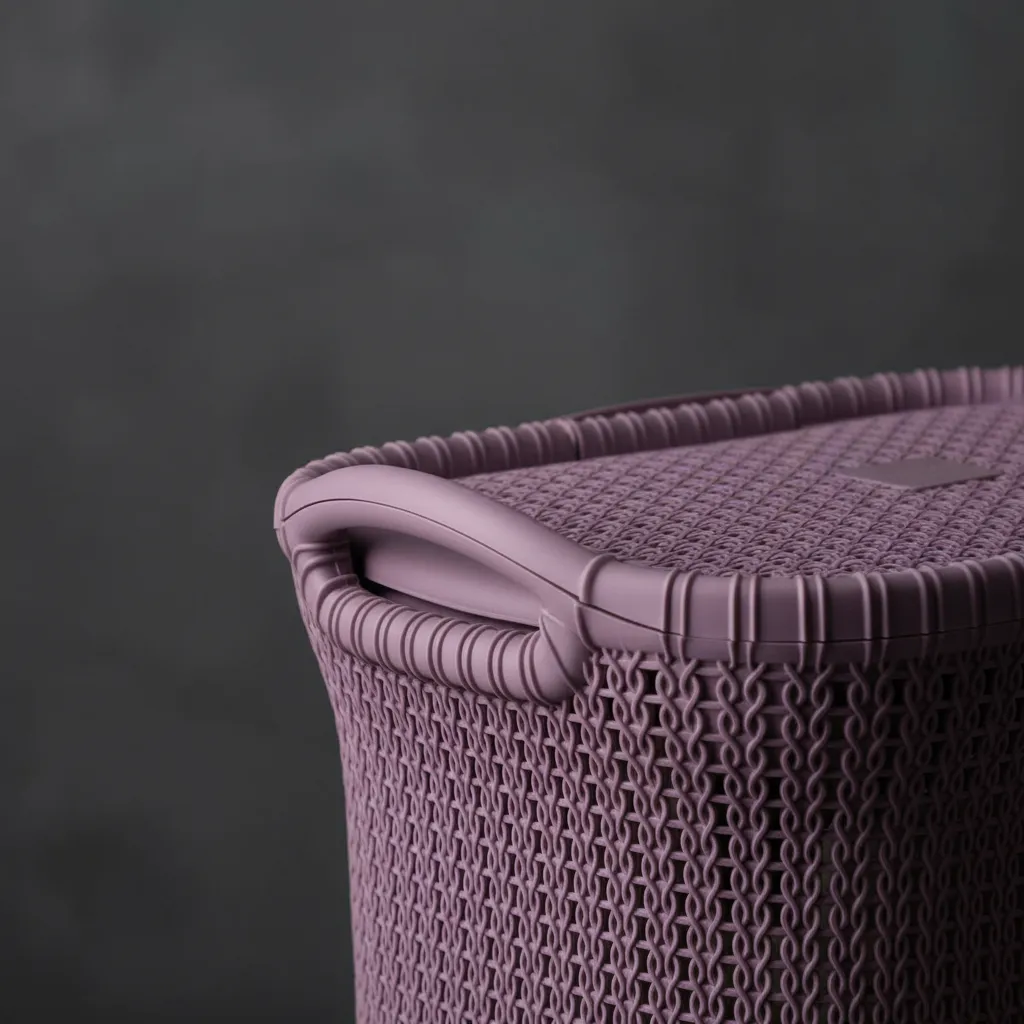 Canasto Cesto Para Ropa Plástico Premium Khipu Tapa 60 L