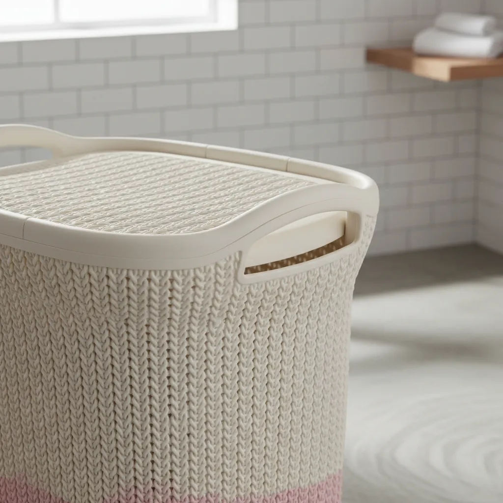 Cesto De Ropa De Plastico 60 Litros Con Tapa Y Manija