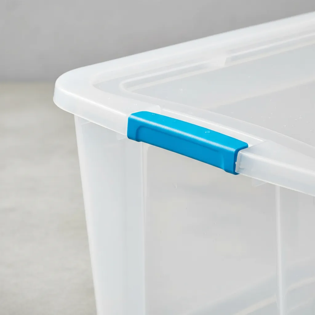 Caja Organizadora 92 L Transparente Premium Baúl Apilable Celeste Ultraforte