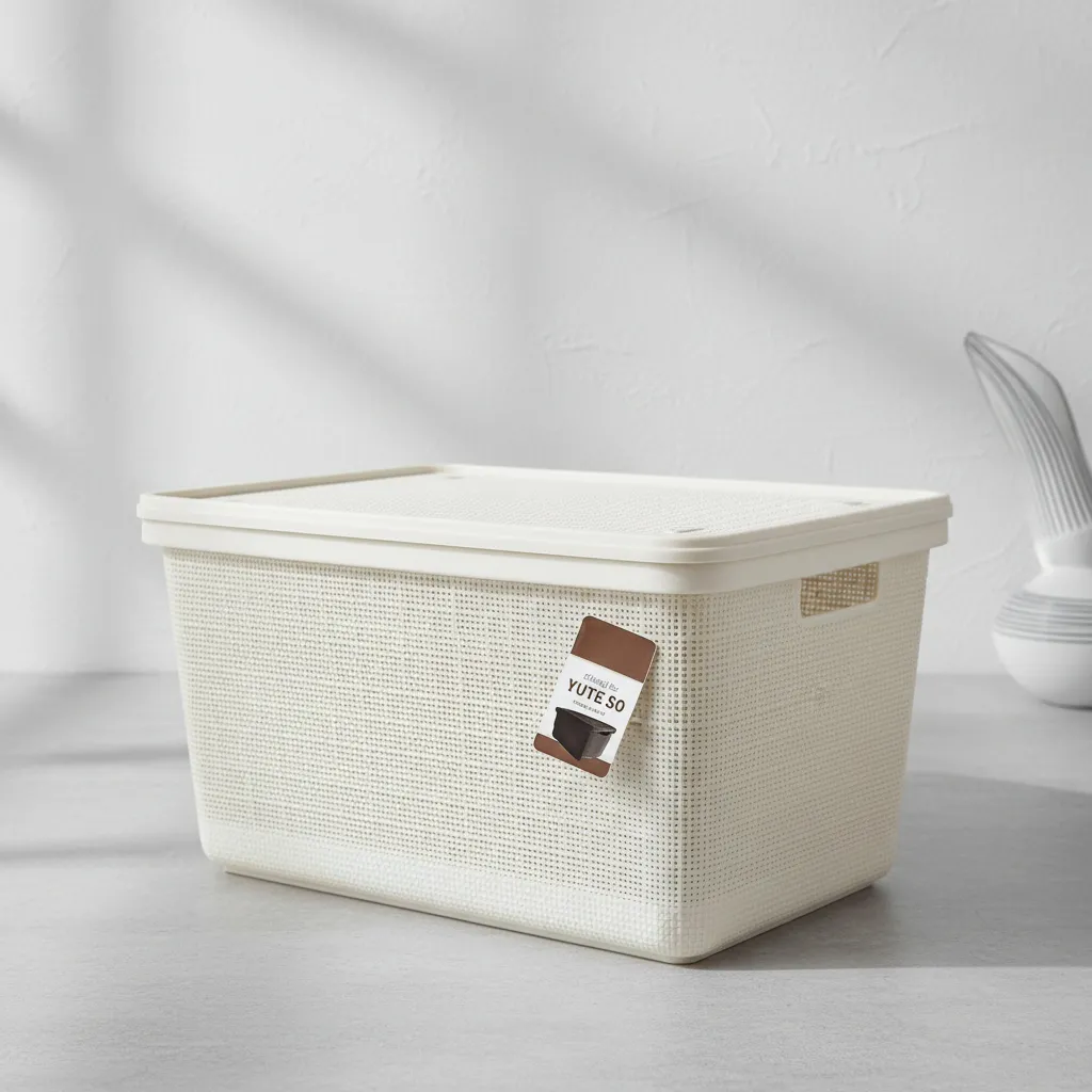 Pack Canasta C/tapa Plástico Yute 50l X 3 Organizador