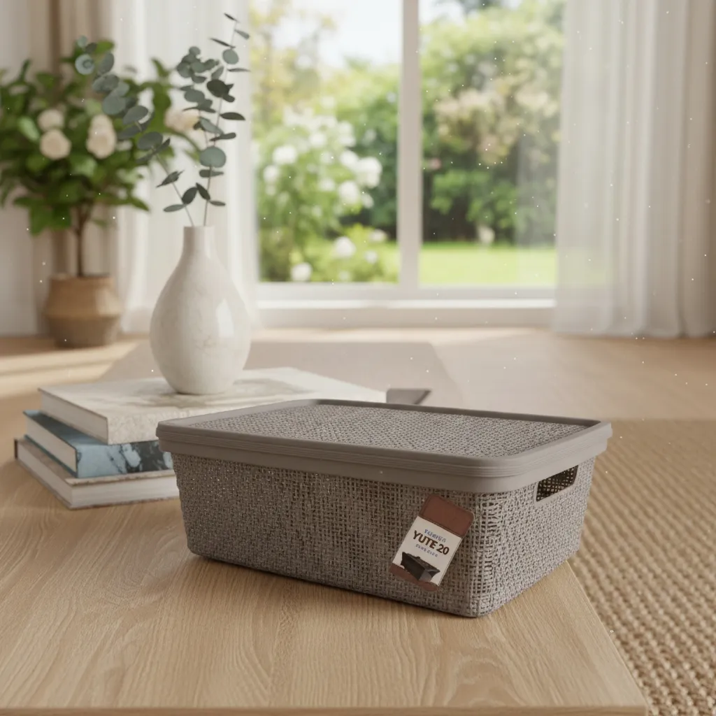 Pack Canasto Organizador X6 Simil Yute 20l Caja Organizadora