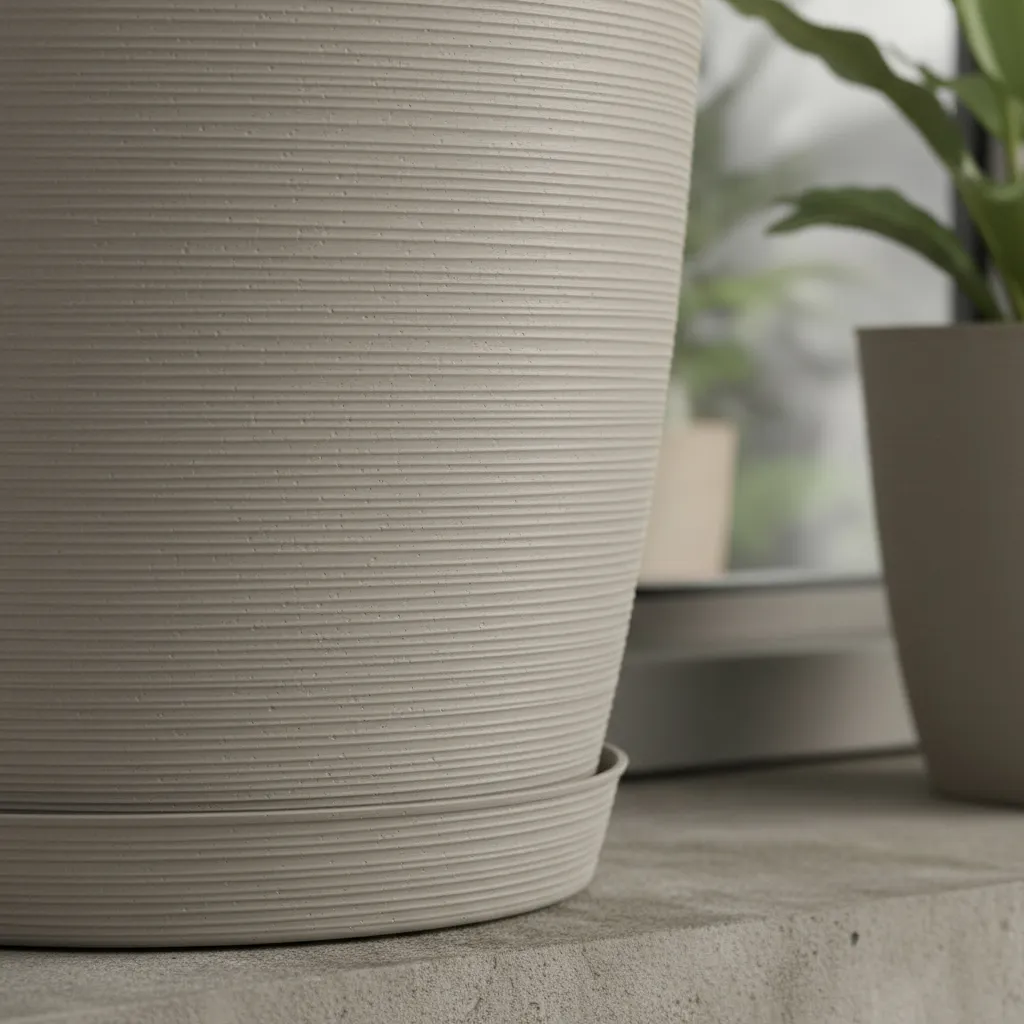 Maceta Plastica Estilo Piedra 42x40 Redonda Protección Uv