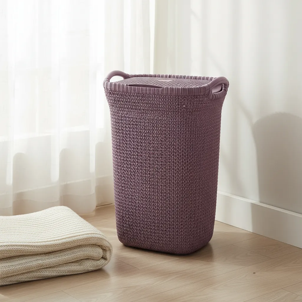 Canasto Cesto Para Ropa Plástico Premium Khipu Tapa 60 L