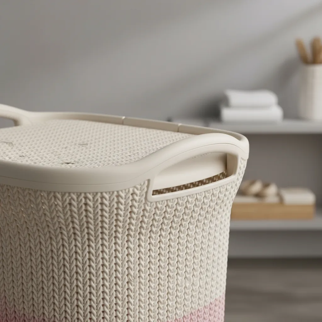 Cesto De Ropa De Plastico 60 Litros Con Tapa Y Manija