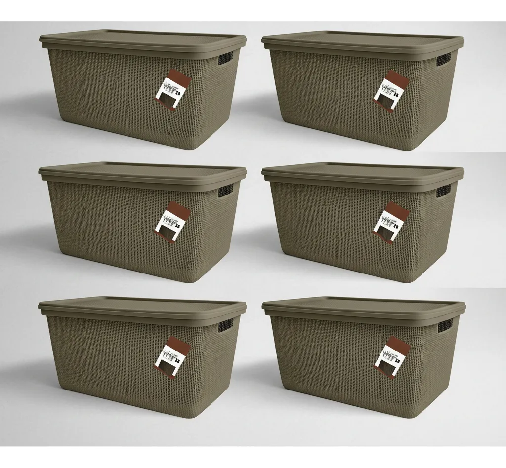 Pack Canasto Organizador X6 Simil Yute 30l Caja Organizadora