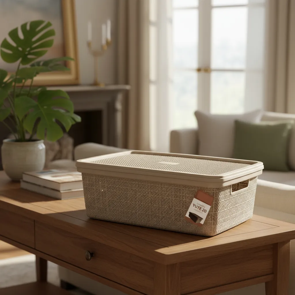 Pack Canasta C/tapa Plástico Yute 20l X 12 Organizador