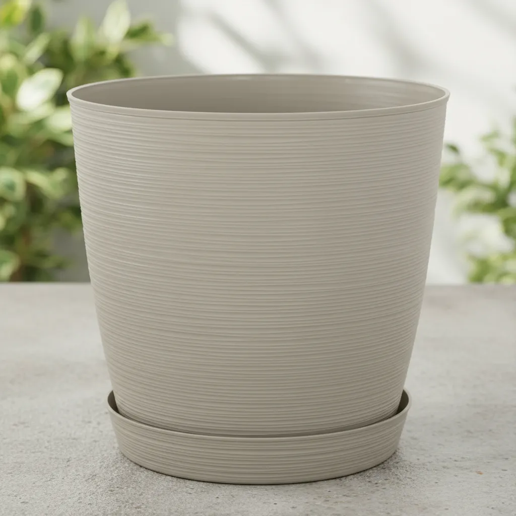 Maceta Plastica Estilo Piedra 42x40 Redonda Protección Uv