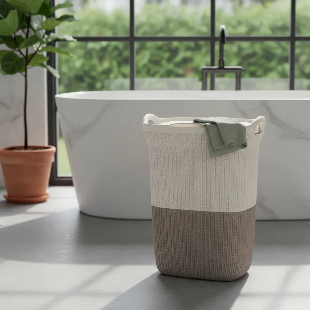 Cesto De Ropa De Plastico 60 Litros Con Tapa Y Manija