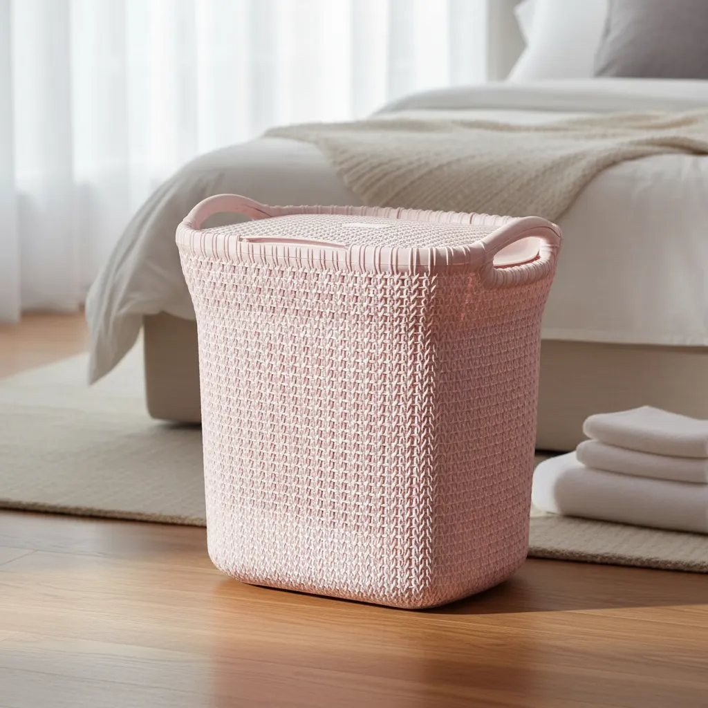 Canasto Cesto Para Ropa Plástico Premium Khipu Tapa 40 L