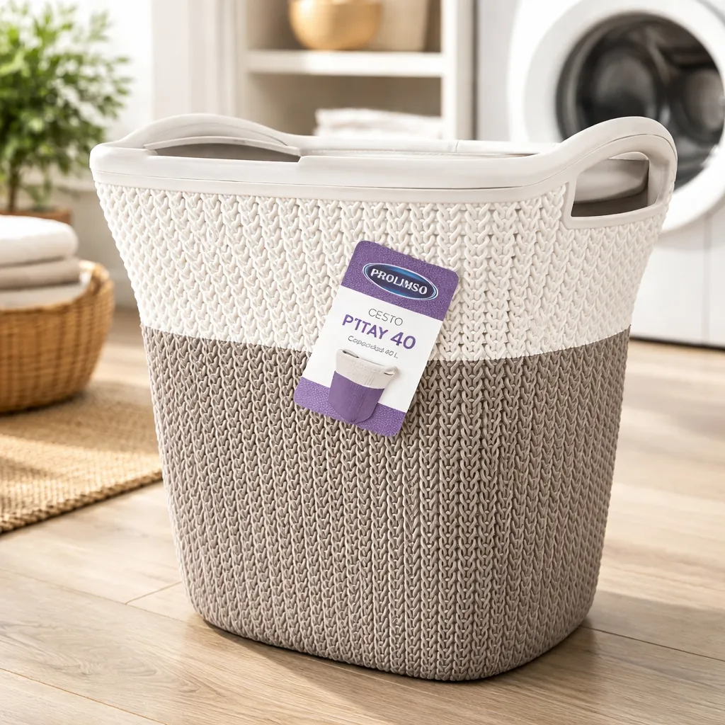 Cesto Plastico Ropa Sucia 40 Litros Tapa Y Manija Bicolor