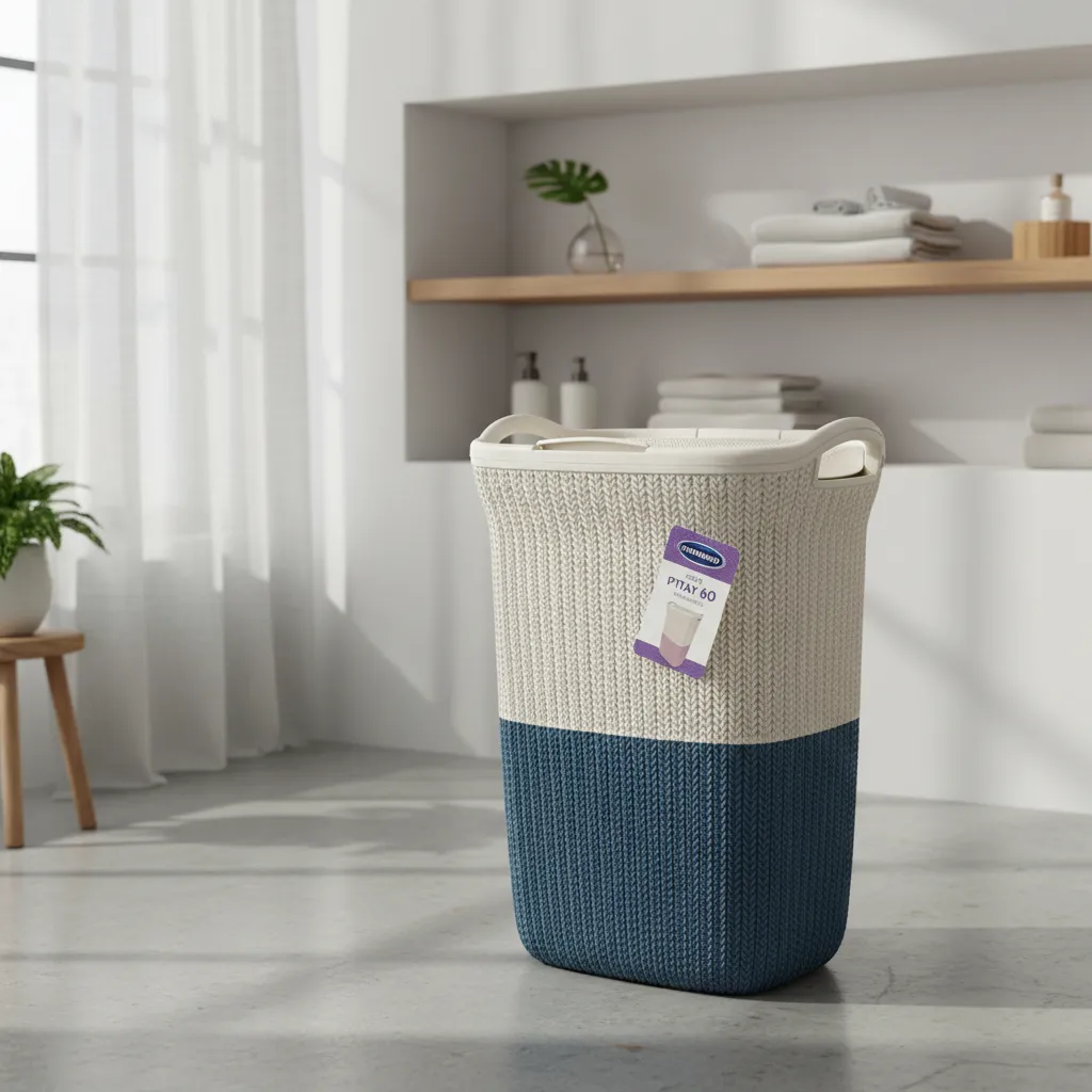 Cesto De Ropa De Plastico 60 Litros Con Tapa Y Manija