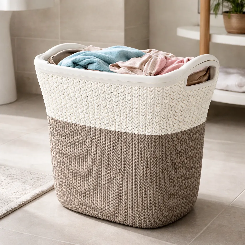 Cesto Plastico Ropa Sucia 40 Litros Tapa Y Manija Bicolor