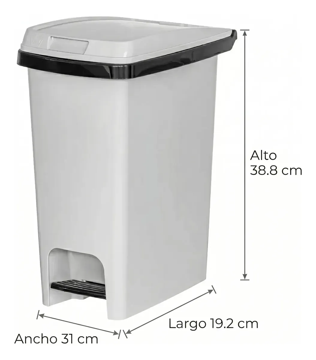 Pack Cesto Tacho Basura X3 Papelera Pedal 12.5l C/sujetador