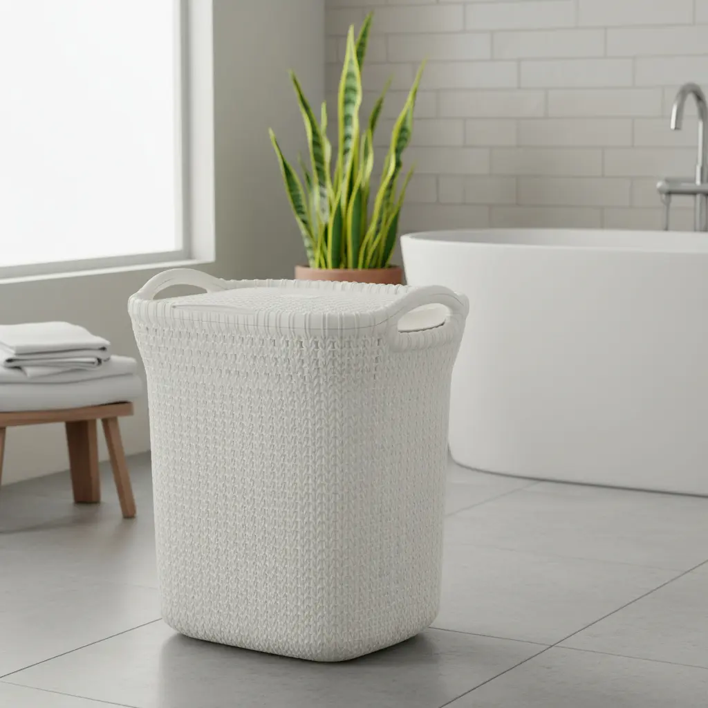 Canasto Cesto Para Ropa Plástico Premium Khipu Tapa 40 L
