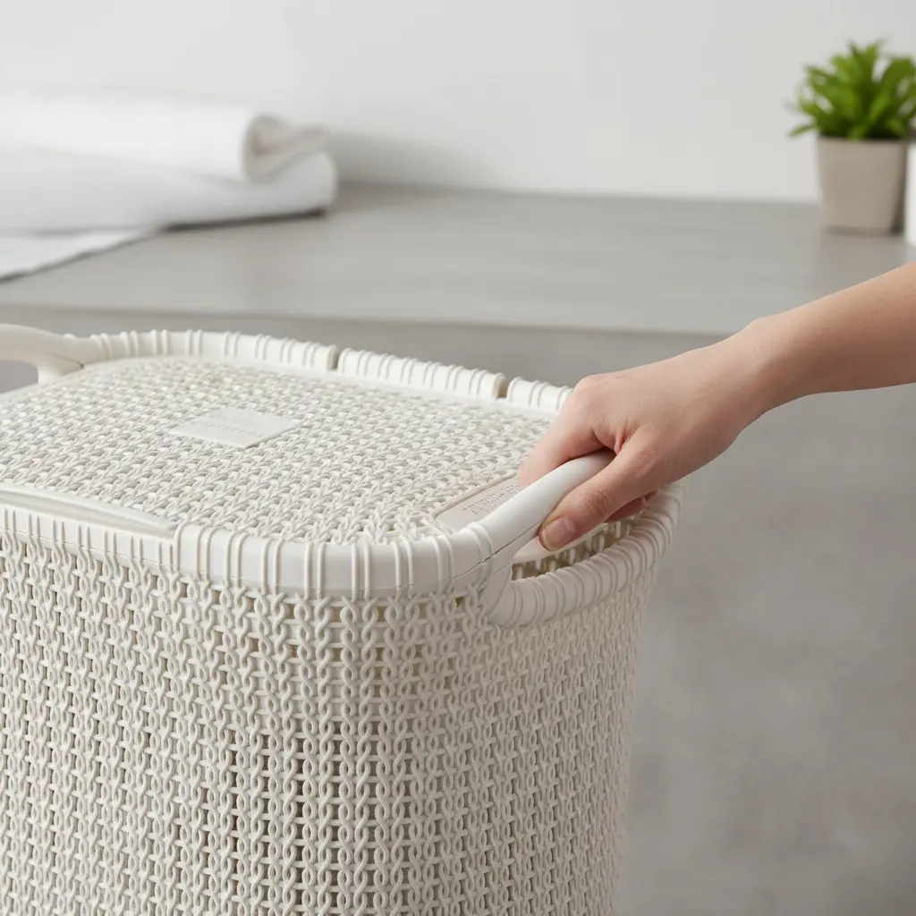 Canasto Cesto Para Ropa Plástico Premium Khipu Tapa 60 L