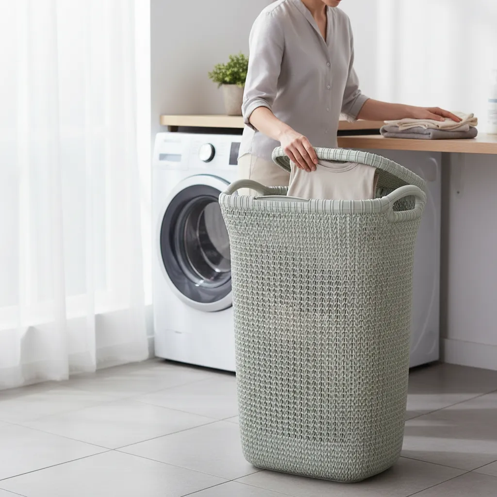 Canasto Cesto Para Ropa Plástico Premium Khipu Tapa 60 L