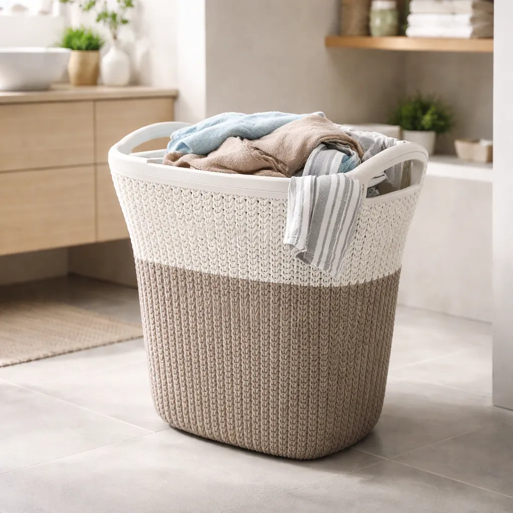 Cesto Plastico Ropa Sucia 40 Litros Tapa Y Manija Bicolor