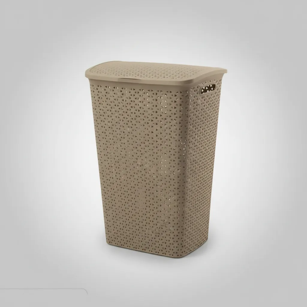 Cesto Canasto 55l Plástico Ropa Sucia Calado Con Tapa Bali