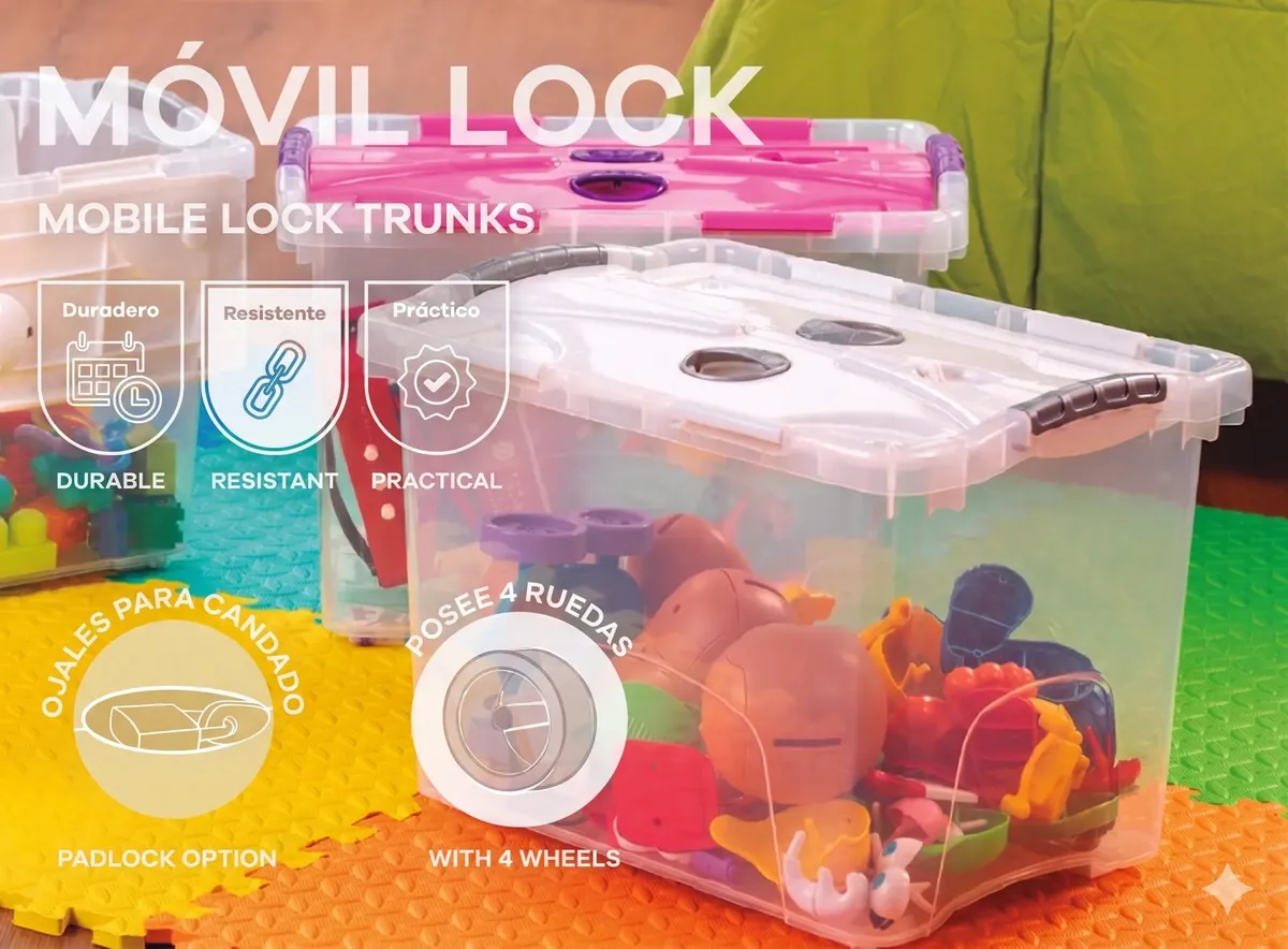 D_NQ_NP_2X_640706-MLA112076500611_052026-F Caja Organizadora 50 L Baul Movil Lock Ruedas Doble Tapa