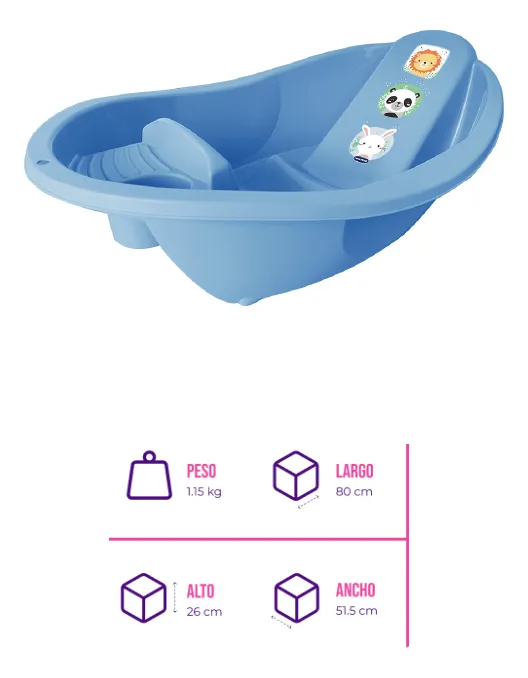 D_NQ_NP_2X_658125-MLA109559124674_042026-F Bañera Ergonomica Bebe Anatomica Con Jabonera Reforzada