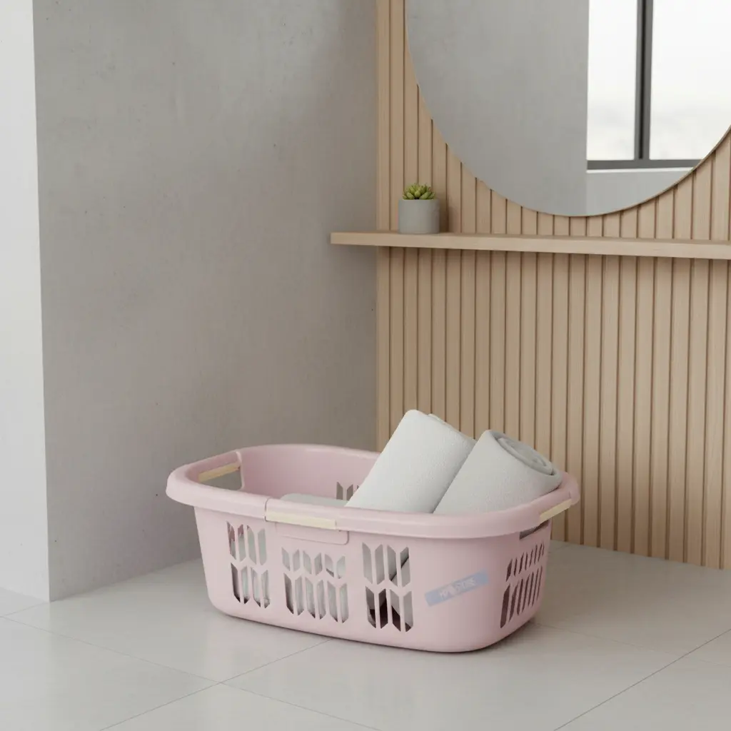 Cesto para ropa rectangular Reyplast Anatomico de plástico x unidad color rosa pálido