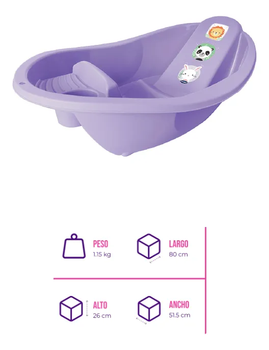 D_NQ_NP_2X_746863-MLA109559215760_042026-F Bañera Ergonomica Bebe Anatomica Con Jabonera Reforzada