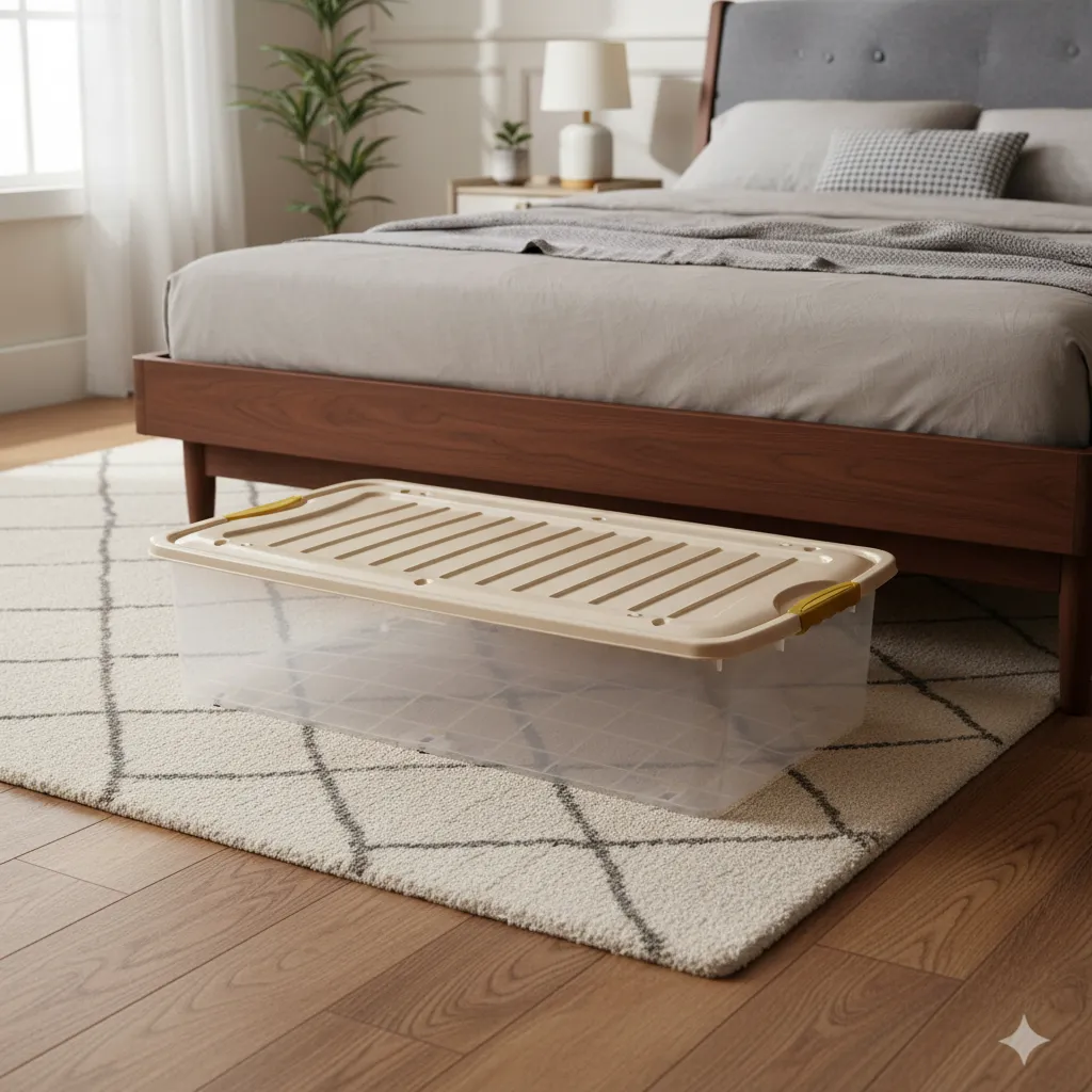 Caja Movil Suprema 48 L  Bajo Cama Premium Baúl Ruedas Rey