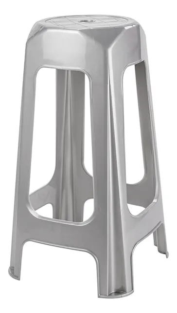 Banqueta Taburete Plástico Apilable Reforzado Gris