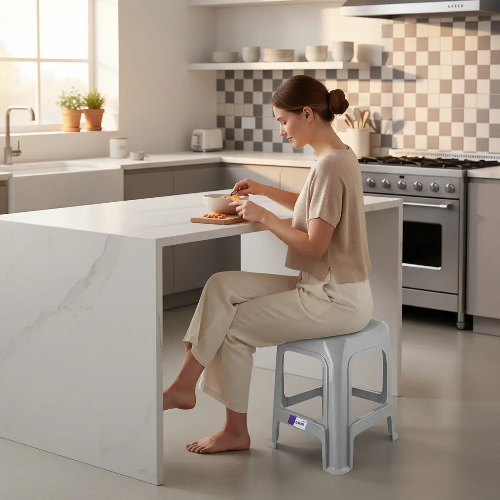 Banqueta Apilable Reforzada Banquito Brillante Ergonomica