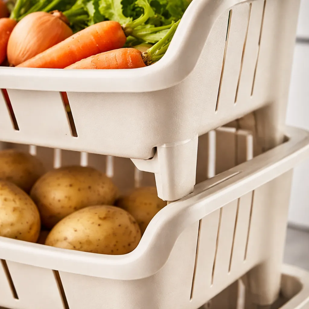 Organizador Verdulero Frutero X4 Canasto Apilable Plástico