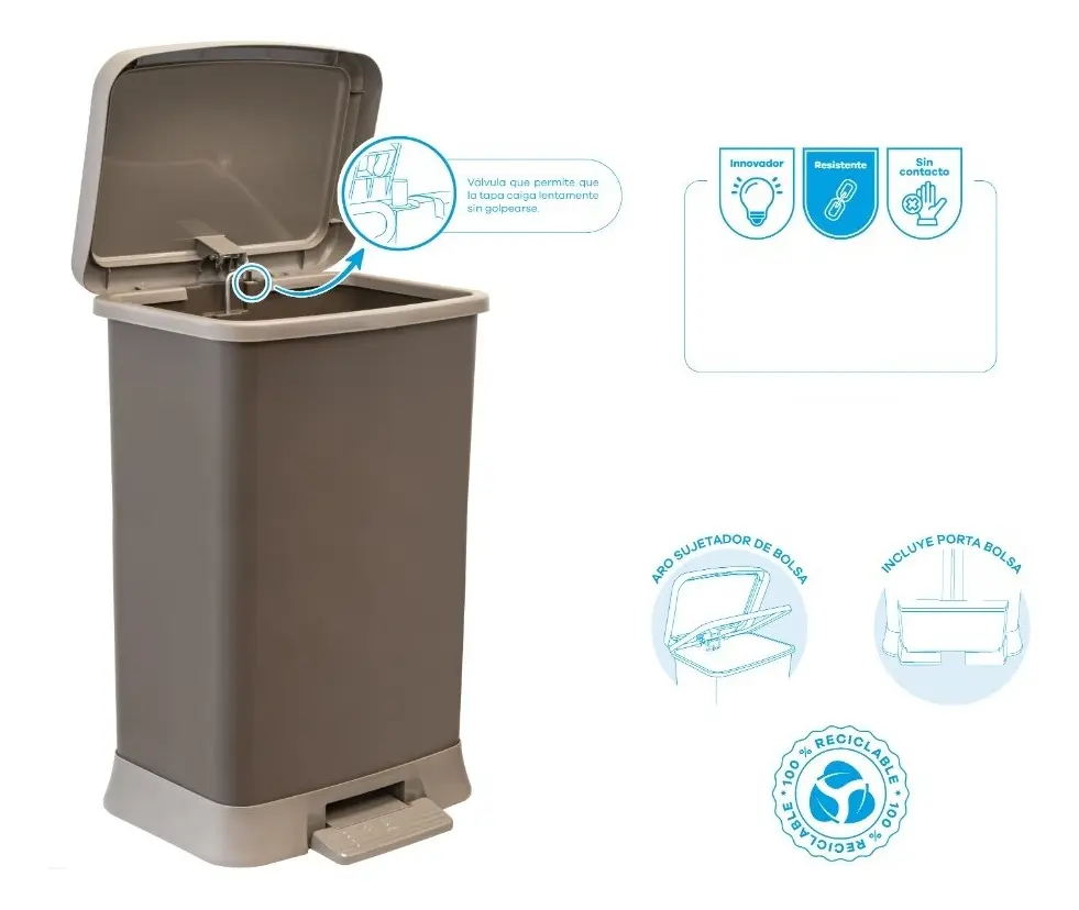 D_NQ_NP_2X_943425-MLA93948860426_102025-F Cesto Tacho De Basura Papelera Pedal Sujetador Premium 40 L
