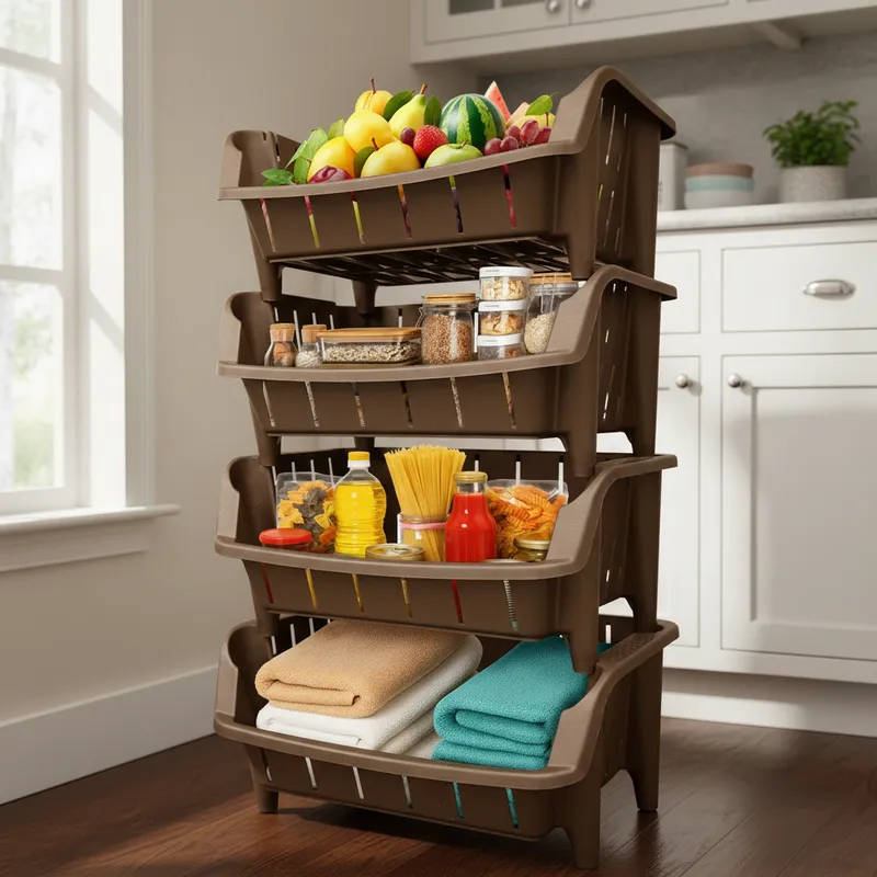 Organizador Verdulero Frutero X4 Canasto Apilable Plástico